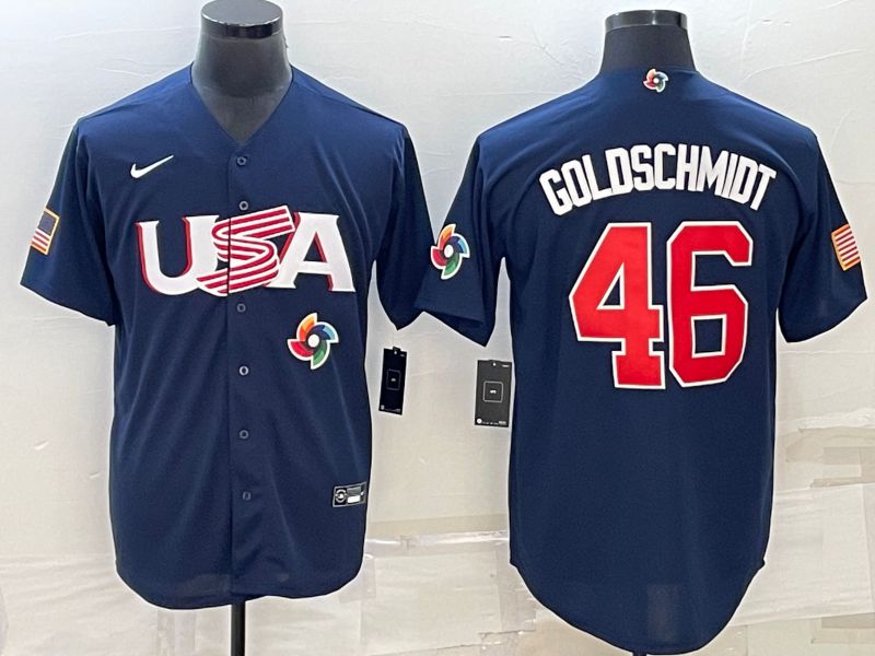 Men 2023 World Cub USA #46 Goldschmidt Blue Nike MLB Jersey9->more jerseys->MLB Jersey